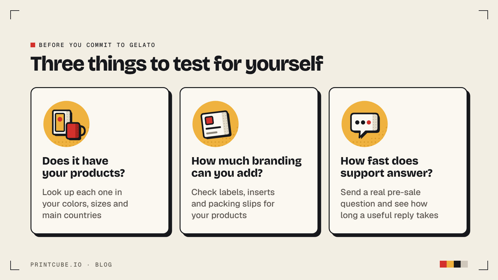Three things to test before committing to Gelato: its product range, its branding options and how fast support answers